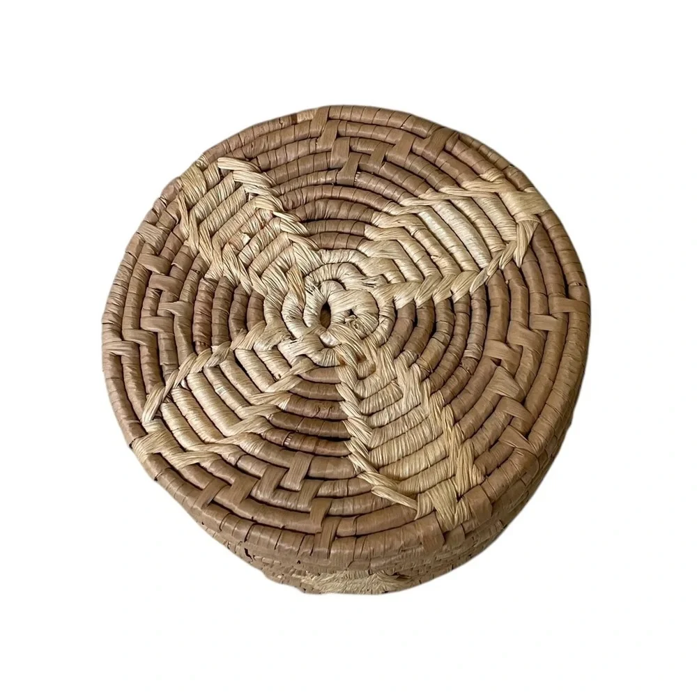 Handcrafted Brown and Tan Woven Rattan Coaster Ser